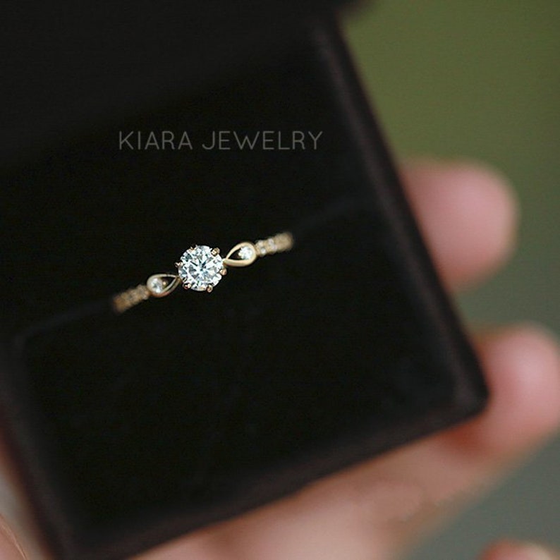 Pure 14K gold classic six claw large zirconium drill row set row diamond ring female atmosphere marriage ring