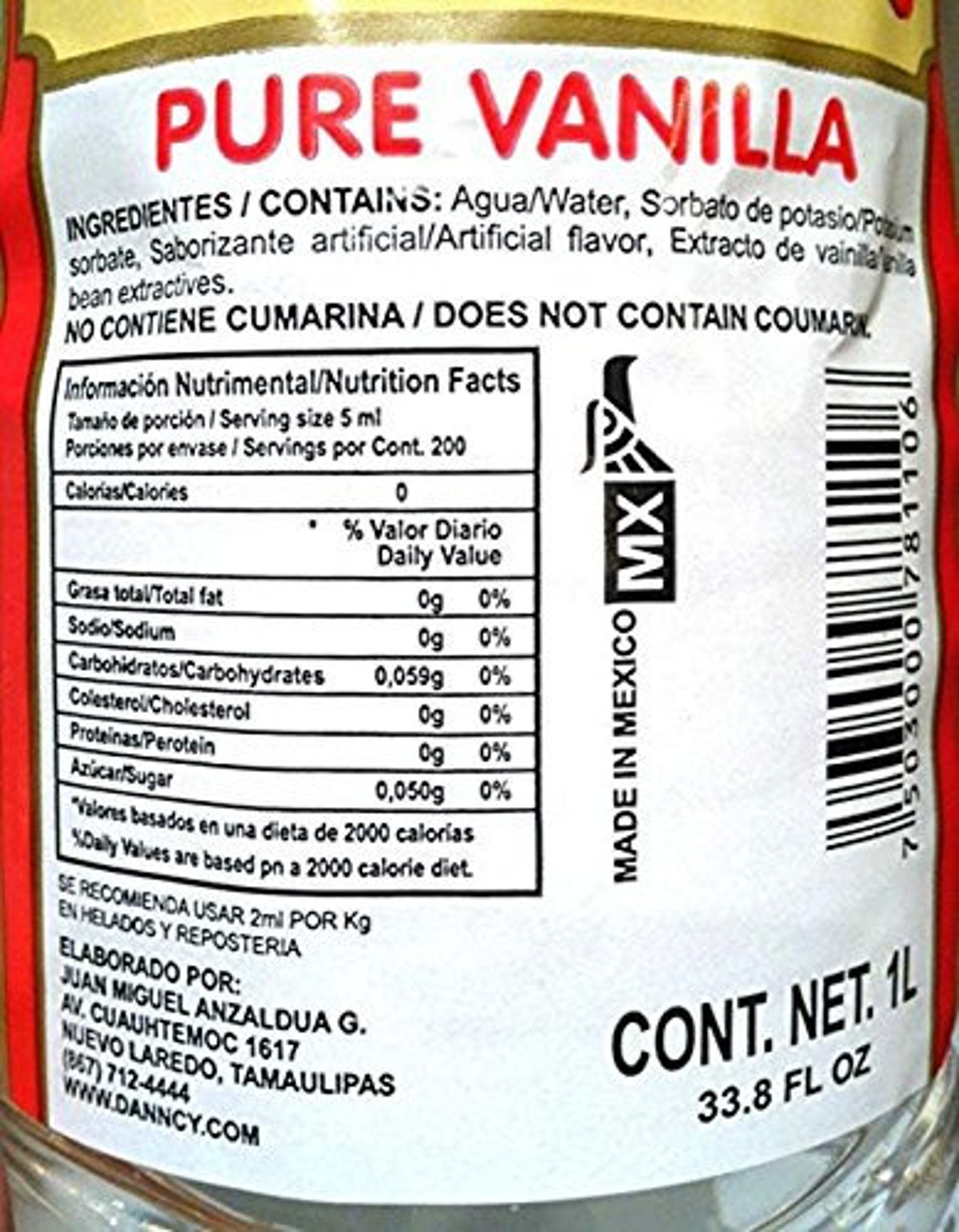 2X Danncy Clear Pure Mexican Vanilla Extract From Mexico 33oz Etsy