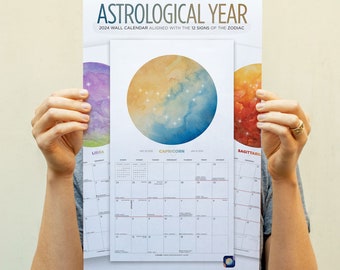 2024 Astrological Year | 12 Signs Zodiac Wall Calendar, Astrology, Zodiac Constellations, Astronomy, Moon Phases, Mercury Retrograde, Lunar