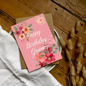 Tarjeta de cumpleaños para abuela para imprimir en casa, descarga digital, tarjeta de cumpleaños, imprimible, descarga instantánea