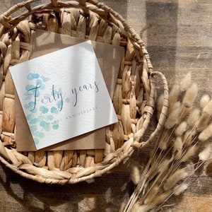 Tarjeta del 40.° aniversario de bodas con rubí: tarjeta del 40.° aniversario de bodas, para esposa, esposo, mamá y papá, amigos especiales, abuelos, personalizada, AE40