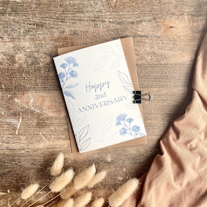 Tarjeta de 2.º aniversario de algodón, tarjeta de 2.º aniversario de bodas, para esposa, esposo, mamá y papá, amigos, hermano, hermana, hijo, personalizada, SAL2