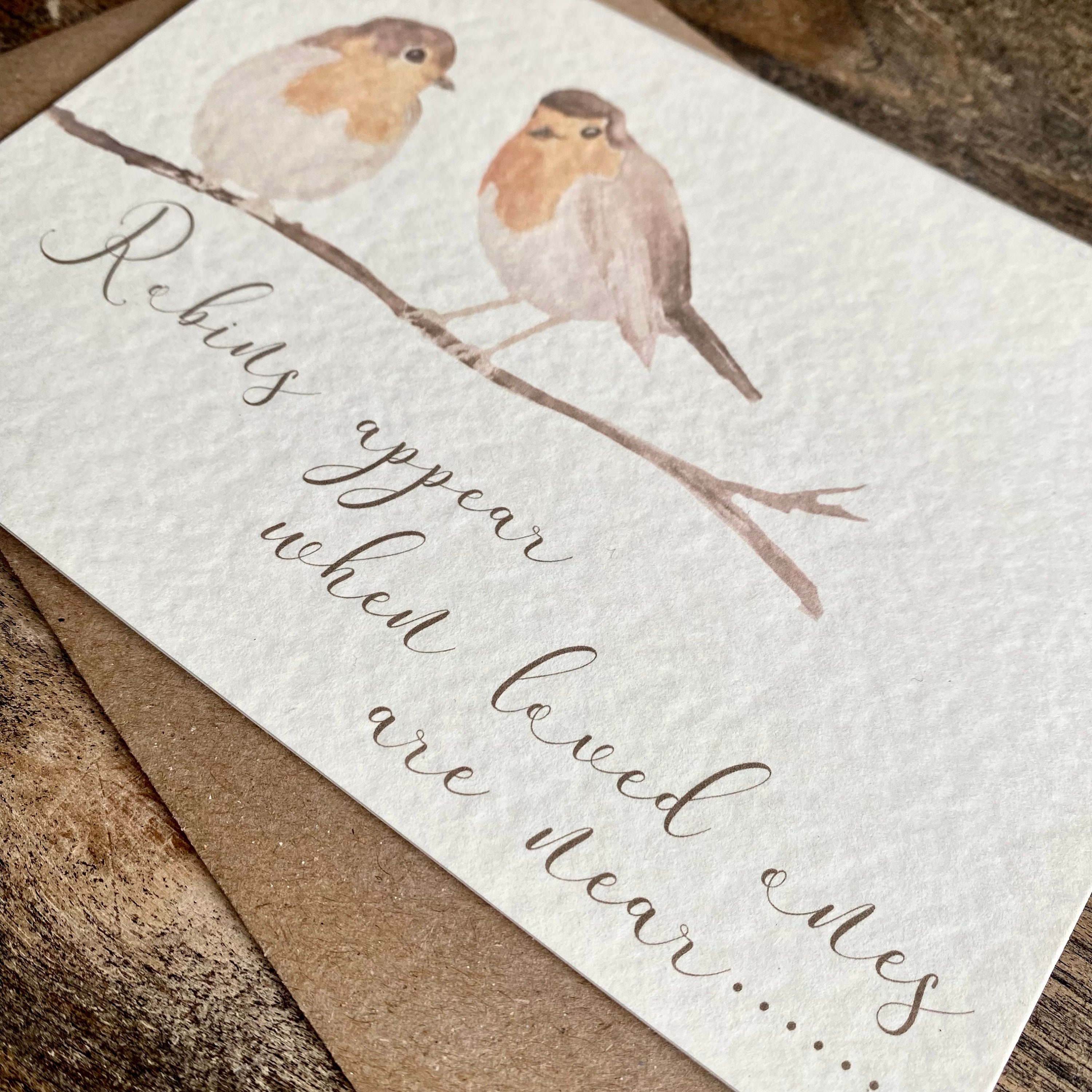 Trauerkarte Mit Rotkehlchen-Motiv – „Robins Appear When Loved Ones Are Near“, 127x178 Mm, Inkl. Umschlag