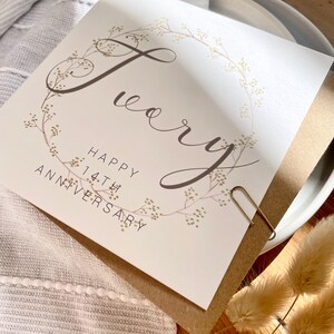 Carte 14e anniversaire ivoire, 14e anniversaire de mariage, carte pour femme, mari, maman et papa, amis spéciaux, grands-parents, personnalisée, AR14 image 2