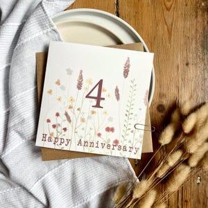 Tarjeta personalizada de lino para el 4.º aniversario de bodas: hecha a mano para pareja, padres, amigos o familiares – AW4