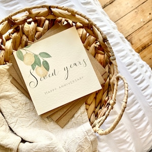 Tarjeta de 7.º aniversario de bodas, para esposa, esposo, mamá y papá, amigos especiales, abuelos, personalizada, AL7