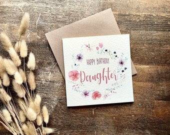 Daughter Birthday Card, Happy Birthday Daughter, Floral, Lockdown Card, Pressed Flowers, Daughter, Handmade, From your Mum, Dad, BFR1-D