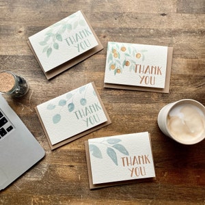 Paquete de 4 u 8 tarjetas de agradecimiento – Papelería A6 hecha a mano – Embalaje para pequeñas empresas – Notas de agradecimiento para bodas – Interior en blanco SP5