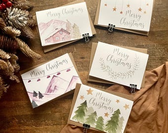 Christmas Card Pack, Pack of 5, Individual Designs, Handmade