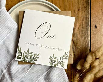 1st Anniversary Card | Paper Anniversary Gift | Wedding Card for Husband Wife | Personalised Card | Romantic Gift for Couples, ALE1