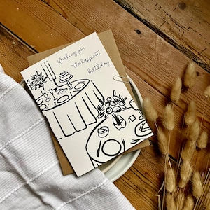 Geburtstagskarte – Candlelight Dinner in Paris – Alles Gute zum Geburtstag Grußkarte, Elegantes Design B80