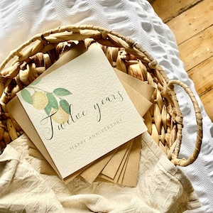 Tarjeta de aniversario de seda para el 12.º aniversario de bodas, para esposa, esposo, mamá y papá, amigos especiales, yerno, hija, AL12