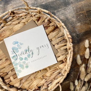 Tarjeta de 70.º aniversario de platino - Tarjeta de 70.º aniversario de bodas, para esposa, esposo, mamá y papá, amigos especiales, abuelos, AE70