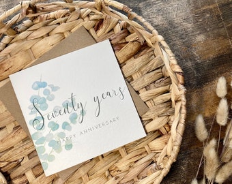 70th Anniversary Card: Platinum Wedding Anniversary, Handmade