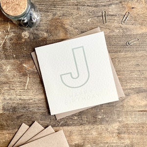 Carte d'anniversaire alphabet personnalisée, joyeux anniversaire, verte, personnalisée, fils, neveu, petit-fils, frère, père, filleul, grand-père, B24G