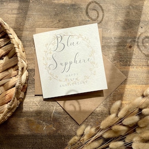 Tarjeta de aniversario de 65 años con zafiro azul, tarjeta de aniversario de 65 años de matrimonio, para esposa, esposo, mamá y papá, amigos especiales, abuelos, AR65