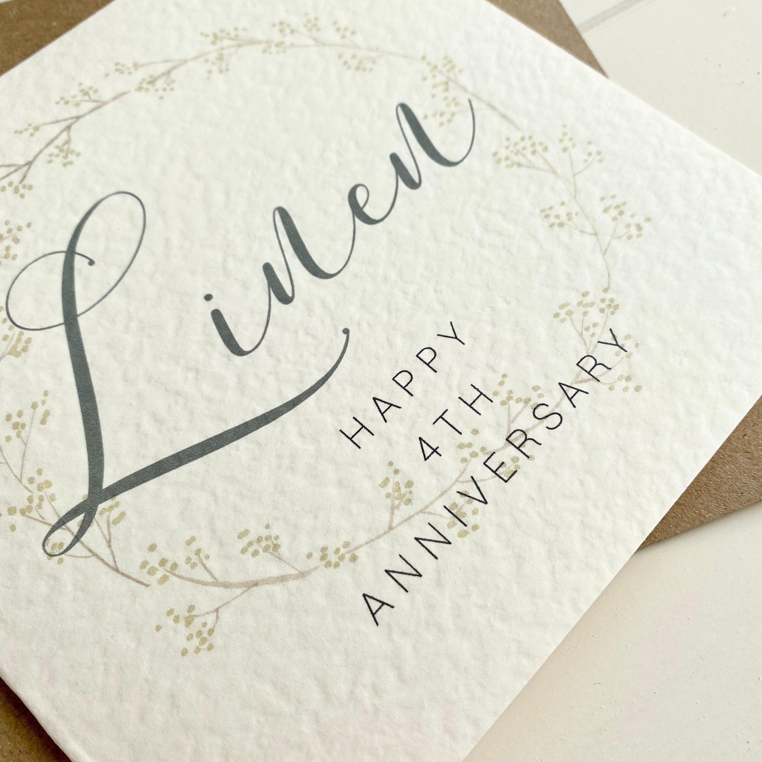 4th Linen Anniversary Card 4th Wedding Anniversary Card For Etsy