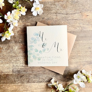 Carte de mariage Mr & Mr, carte de mariage homosexuel, carte de mariage gay, mariés, pour les deux mariés, le jour du mariage, fait main, WDMM2