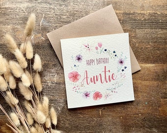 Auntie Birthday Card, Happy Birthday Auntie, Floral, Lockdown Card, Pressed Flowers, Aunt, Handmade, From your Niece, BFR1-A