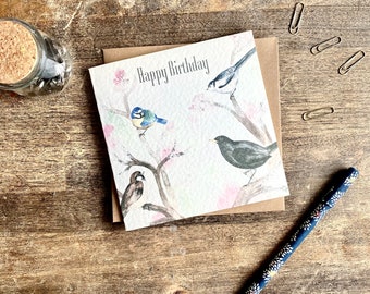 Garden Bird Birthday Card, Bird Lover's Birthday, Personalised, Dad, Granddad, Uncle, Brother, Mum, Grandmother, Aunt, Sister, Daughter, B10