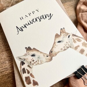 Giraffe Anniversary Card, 1st, 2nd, 3rd, 4th, 5th, 10th, 20th, Happy Wedding Anniversary Card, For Wife, Husband, Mum & Dad, Friends, AN8 image 2