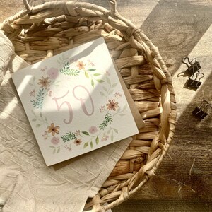 50. Geburtstagskarte, 50 Jahre alt, Freundin, Für Mama, Geschenke für Sie, alles Gute zum Geburtstag, Botanische, Tochter, Nichte, Enkelin, Schwester, Mama, BFRA-50