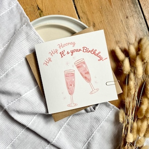 Tarjeta de cumpleaños, Prosecco, Hip Hip Hooray, Celebrar, Regalos de feliz cumpleaños para ella, Deseos, Mejor amiga, Hermana, Hija, Mamá, Sobrina, B55