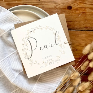 Tarjeta de 30.º aniversario – Tarjeta de aniversario de perla – Feliz 30.º aniversario – Tarjeta para pareja – Elegante tarjeta de aniversario de bodas, AR30