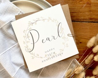 Carte 30e anniversaire - Carte d'anniversaire perle - Joyeux 30e anniversaire - Carte pour couple - Carte d'anniversaire de mariage élégante, AR30