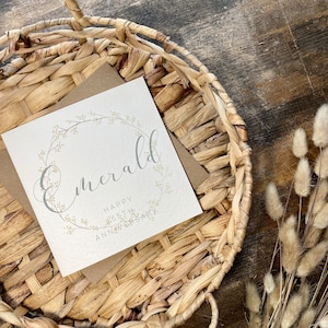 Tarjeta del 55.° aniversario de bodas con motivo esmeralda, para esposa, esposo, mamá y papá, amigos especiales, abuelos, personalizada AR55