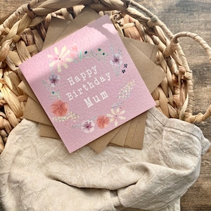 Mama Geburtstagskarte, alles Gute zum Geburtstag Mama, Floral, Lockdown Karte, gepresste Blumen, Tante, handgemacht, von Ihrer Tochter, Sohn, BFR2-M
