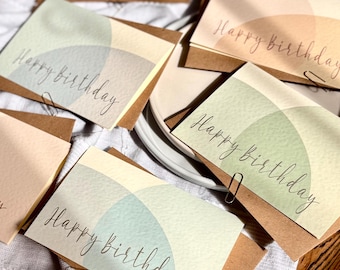Pack of 6 Birthday Cards: Pastel Watercolour Design