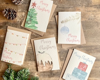 Pacote múltiplo de cartões de Natal, pacote com 5, designs individuais, amigo, professor, vizinho, mãe, pai, irmão, irmã, filha, filho