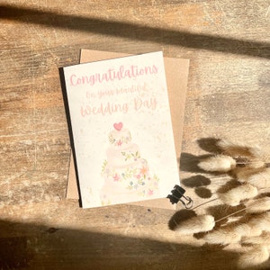 Wedding Day Card, Wedding Cake, Congratulations on your Wedding Day, WD4 image 1