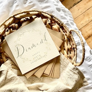 Tarjeta de 60.º aniversario de diamantes, tarjeta de 60.º aniversario de bodas, para esposa, esposo, mamá y papá, amigos especiales, abuelos, personalizada AR60
