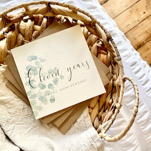 Tarjeta de 11.º aniversario de acero, tarjeta de 11.º aniversario de bodas, para esposa, esposo, mamá y papá, amigos especiales, yerno, hija, AE11