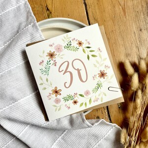 30th Birthday Card, Age 30, Friend, For Mum, Gifts for her, Happy Birthday, Botanical, Daughter, Niece, Granddaughter, Sister, Mum, BFRA-30