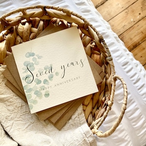 Tarjeta de 7.º aniversario de bodas, para esposa, esposo, mamá y papá, amigos especiales, abuelos, personalizada, AE7