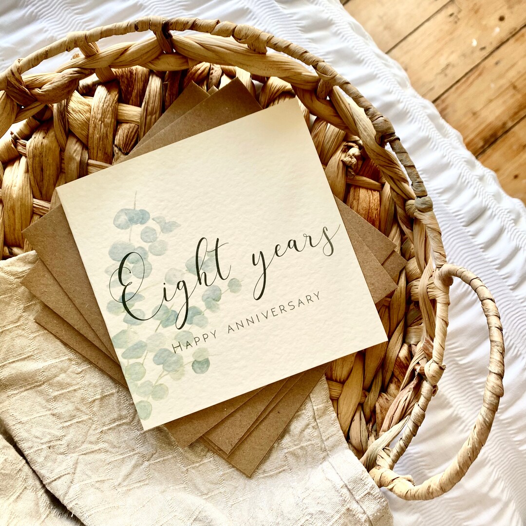 8th Bronze Anniversary Card, 8th Wedding Anniversary Card, for Wife