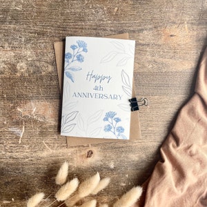 Tarjeta de 4.º aniversario de lino - Tarjeta de 4.º aniversario de bodas, para esposa, esposo, mamá y papá, amigos especiales, yerno, hija, SAL4