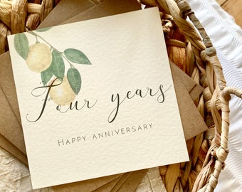 4th Linen Anniversary Card, 4th Wedding Anniversary Card, For Wife, Husband, Mum & Dad, Special Friends, Son in Law, Daughter, AL4