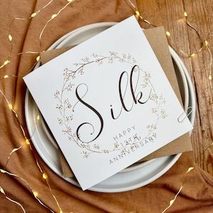 Tarjeta de seda para el 12º aniversario – Elegante aniversario de bodas