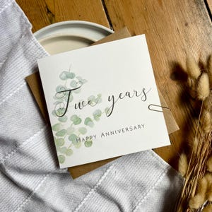 Tarjeta de 2.º aniversario de algodón, tarjeta de 2.º aniversario de bodas, para esposa, esposo, mamá y papá, amigos, hermano, hermana, hijo, personalizada, AE2
