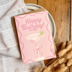 Tarjeta de cumpleaños con martini: divertida y festiva para ella o él, B89