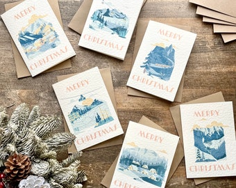 Christmas Card Multipack, Pack of 6, Individual Designs, Ski Resort, Friend, Teacher, Neighbour, Mum, Dad, Brother, Sister, Daughter, Son