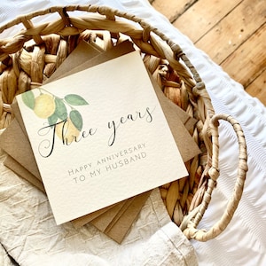Tarjeta de cuero para el tercer aniversario, tarjeta para el tercer aniversario de bodas, para esposa, esposo, mamá y papá, amigos especiales, yerno, hija, AL3
