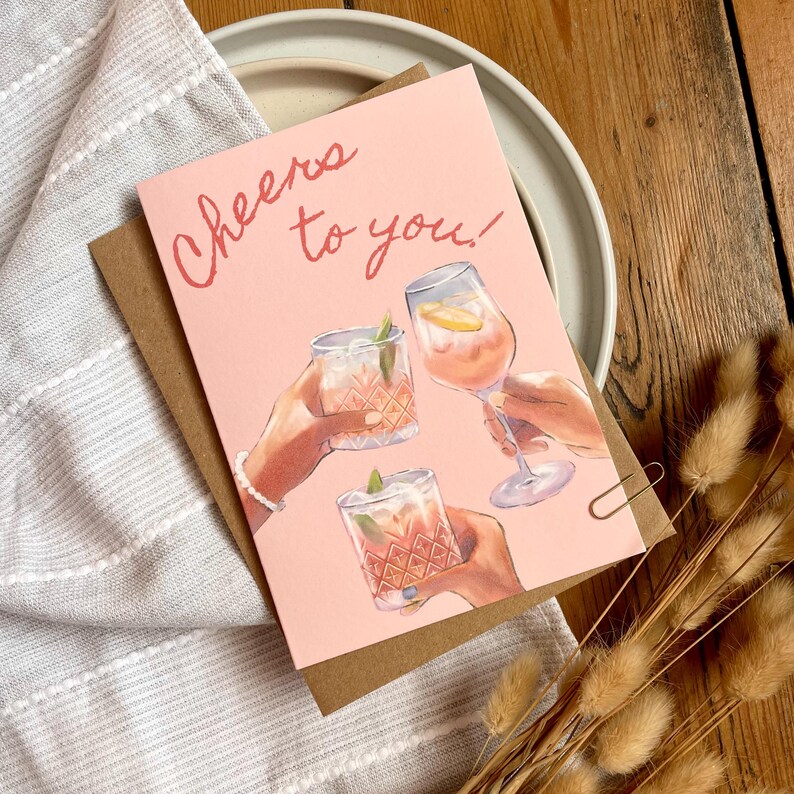 Carte d'anniversaire - Cocktail de fête pour un ami - Carte de voeux festive et amusante pour elle ou lui, B88 image 5