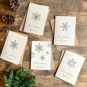 Christmas Card Pack, Pack of 5, Snowflakes, Individual Designs, Handmade