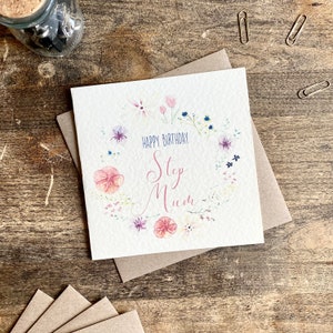 Carte d'anniversaire belle-mère, joyeux anniversaire belle-mère, fleurs, fleurs pressées, belle-mère, de votre belle-fille, beau-fils, BFR1-SM image 1