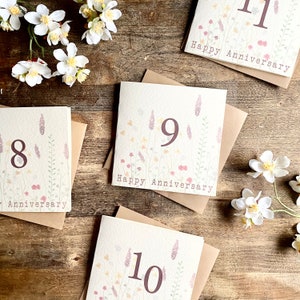 Tarjeta del 9.º aniversario de Willow, tarjeta del 9.º aniversario de bodas, para esposa, esposo, mamá y papá, amigos especiales, yerno, hija, AW9